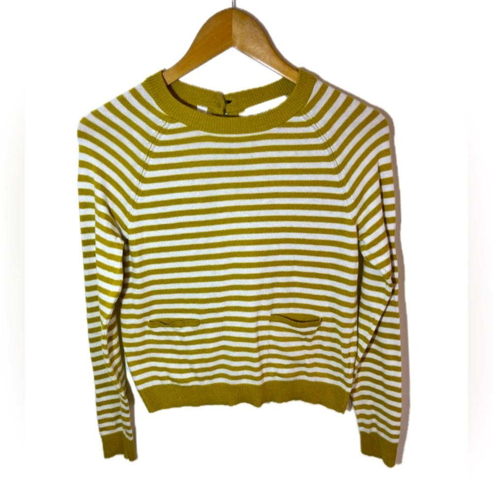 Charlie & Robin Anthropologie Women’s Sweater Yellow & White Stripped XS Boho - Picture 1 of 9